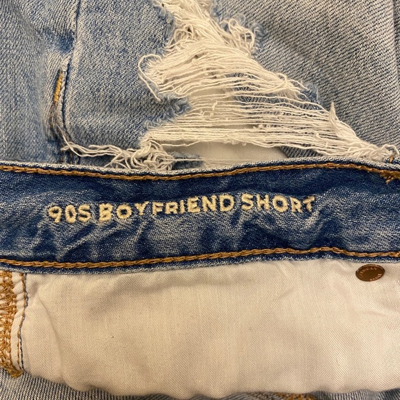 American Eagle Outfitters 90s Boyfriend Distressed High Waisted Blue Jean Shorts - Picture 3 of 9
